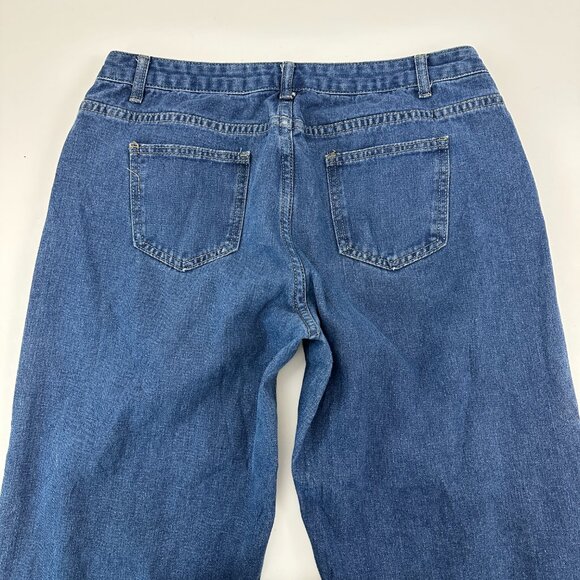 Shein Baggy Raw Hem Women's size 32 Dark Wash Blue Denim Jeans - Picture 4 of 4